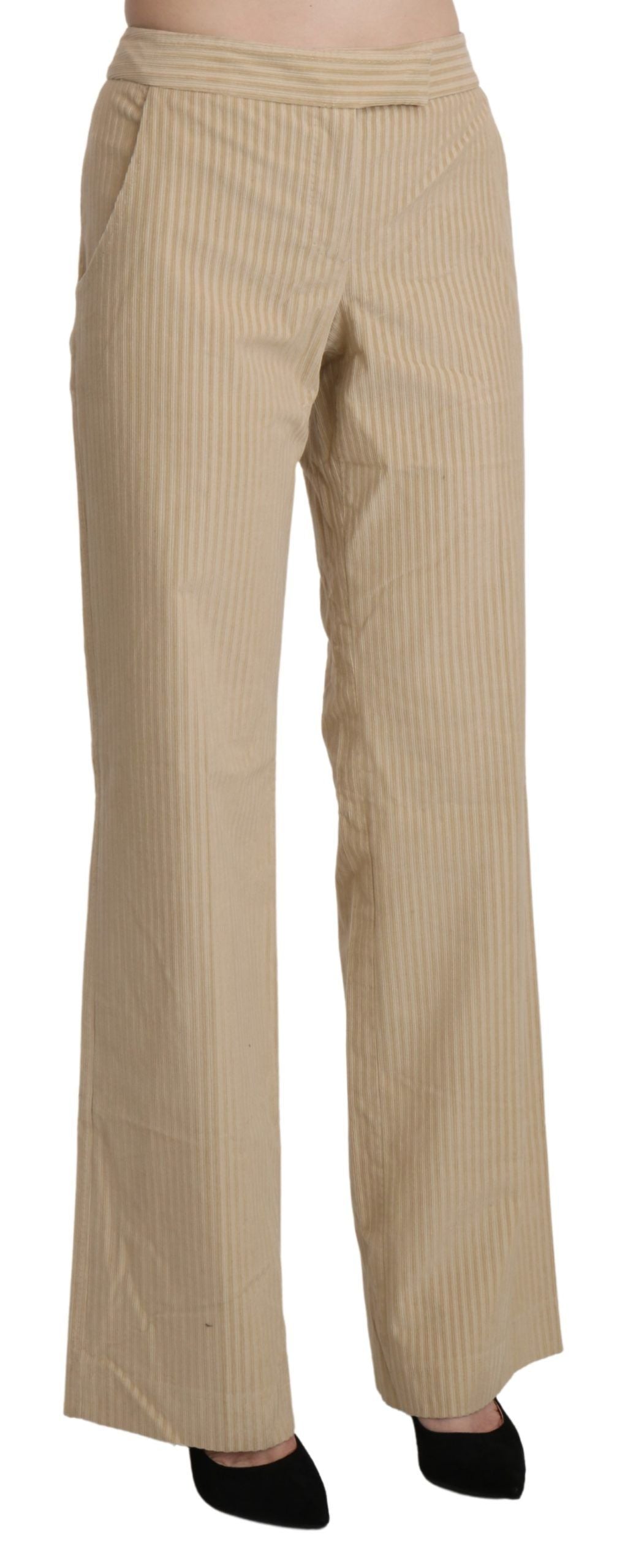 Pantaloni a gamba larga svasati a vita alta beige Ermanno Scervino