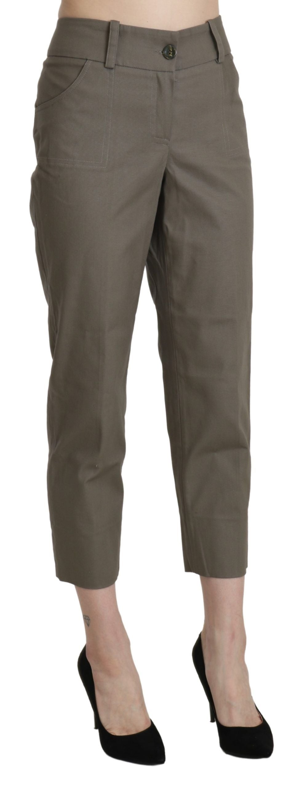 Pantaloni eleganti corti a vita alta grigi BENCIVENGA