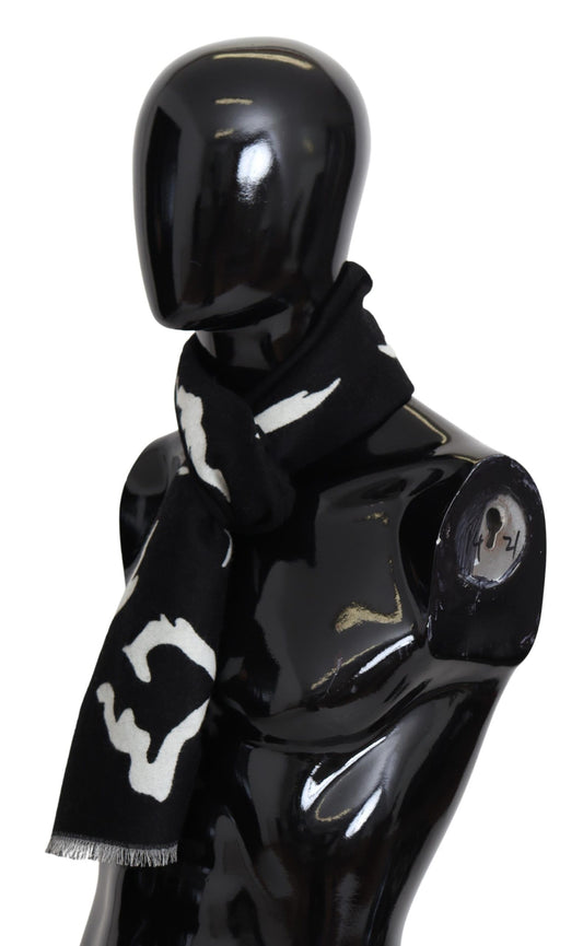 Sciarpa invernale calda unisex in lana nera e bianca Givenchy