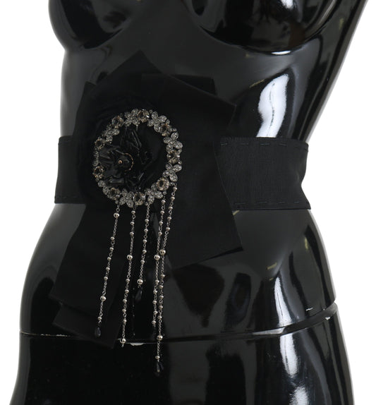 Dolce & Gabbana Cintura larga Wai SATORIA con spilla in cristallo nero