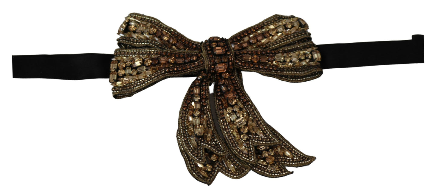 Papillon da donna Dolce & Gabbana in seta color oro con strass