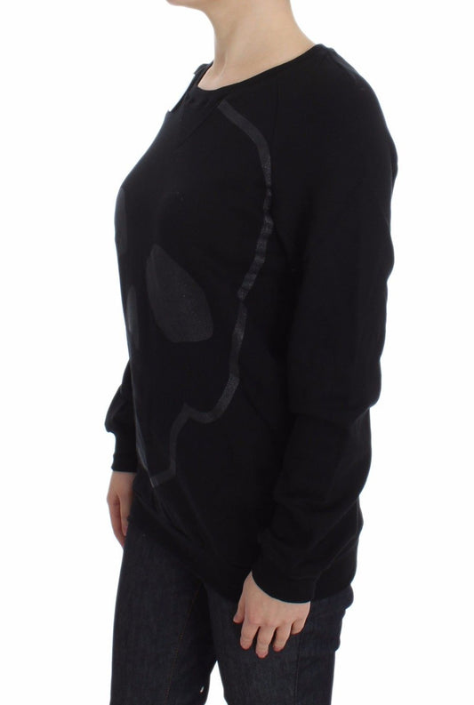 Maglione girocollo con stampa a motivi in cotone nero Exte