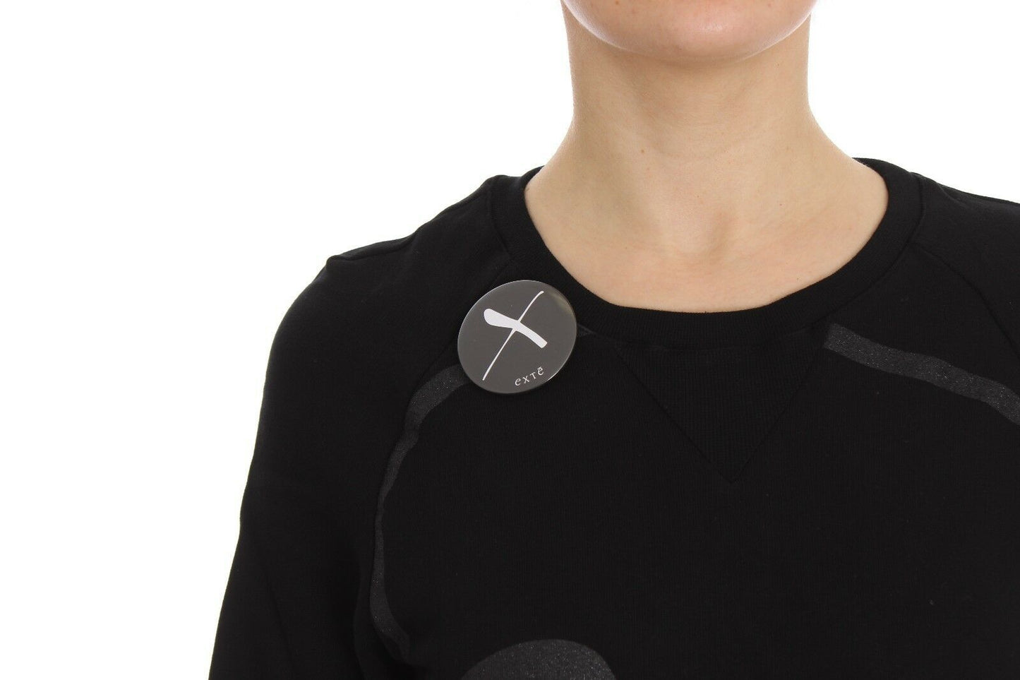 Maglione girocollo con stampa a motivi in cotone nero Exte