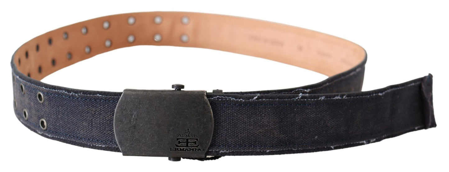 Cintura Ermanno Scervino In Pelle Blu Con Fibbia A Cricchetto