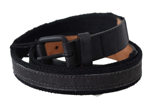 Ermanno Scervino In Pelle Nera Con Fibbia Logo In Vita