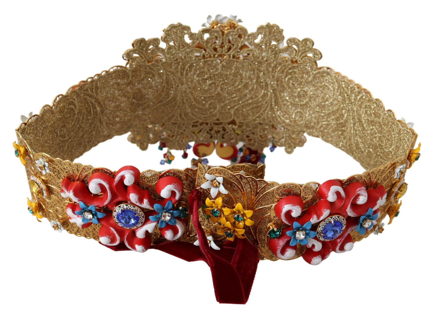 Cintura Carretto Dolce & Gabbana con cristalli floreali e vita larga
