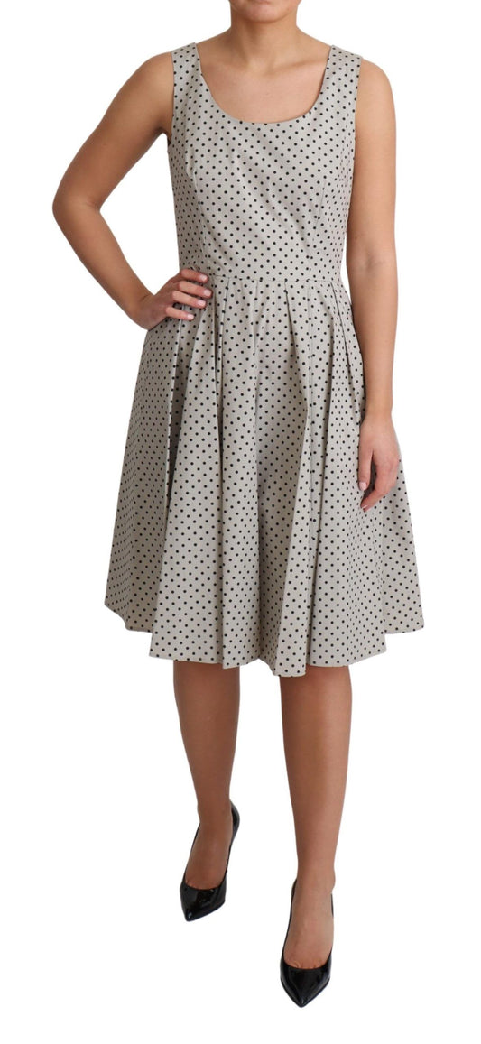 Abito a trapezio in cotone a pois beige Dolce & Gabbana