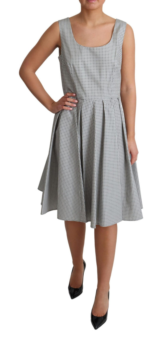 Abito a trapezio in cotone grigio a pois Dolce & Gabbana