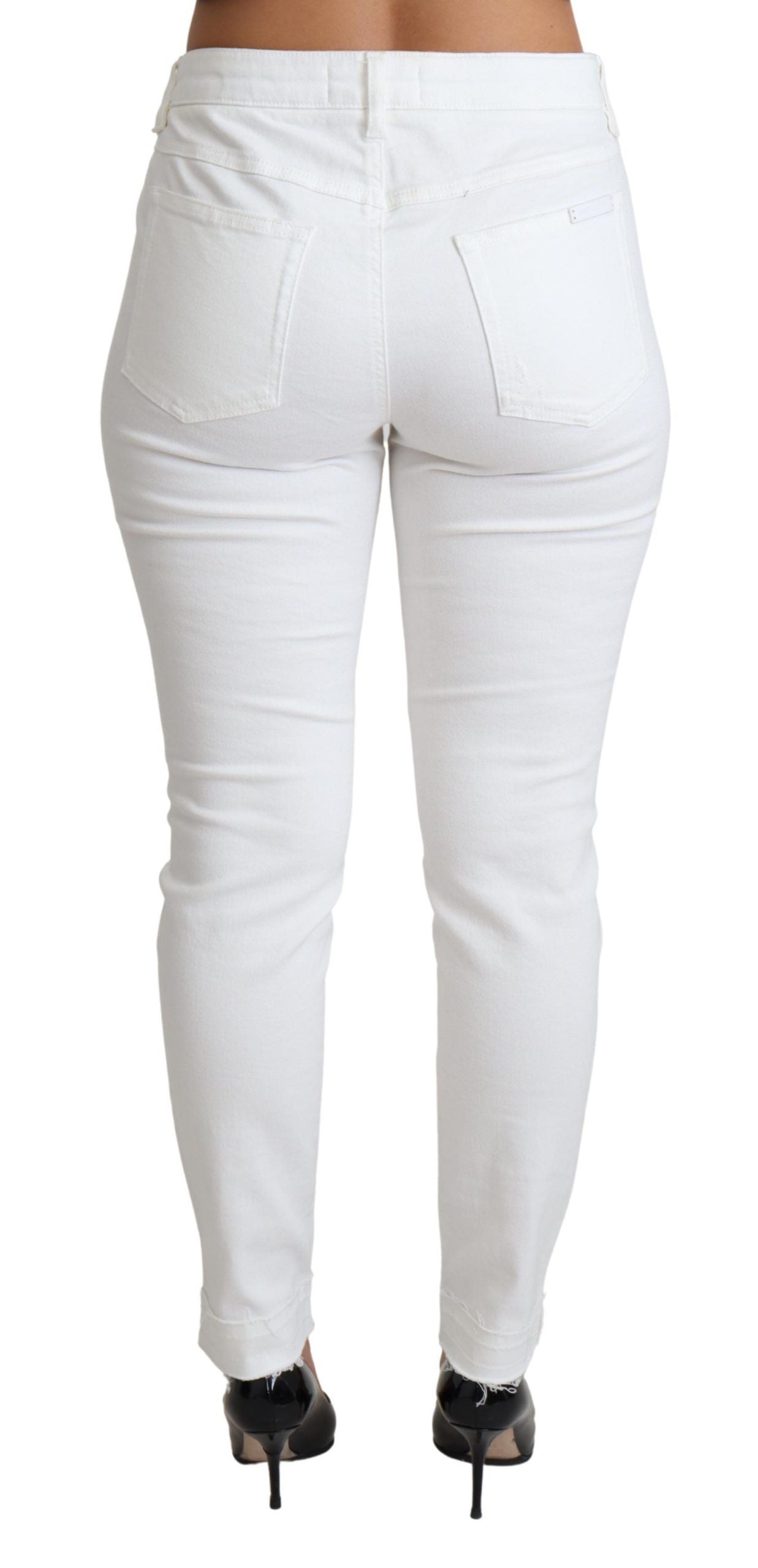 Jeans elasticizzati in cotone e denim skinny bianco Dolce & Gabbana