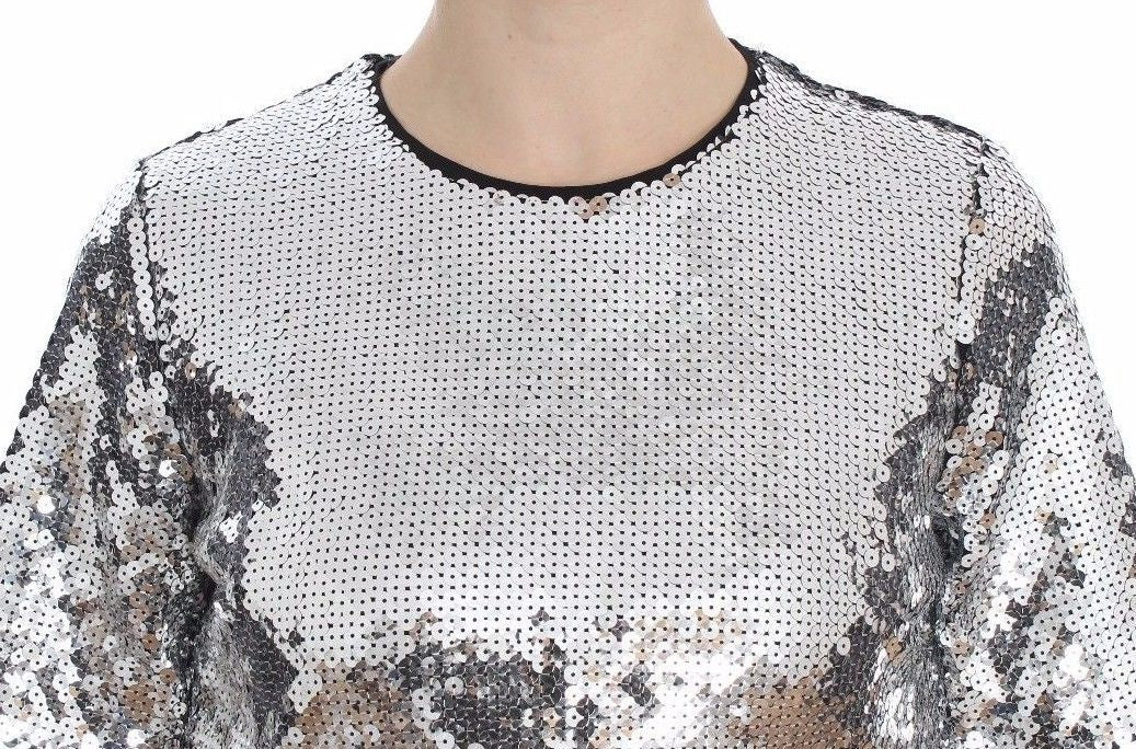 Dolce & Gabbana - Top con scollo a V e paillettes argento