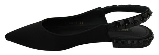 Dolce & Gabbana Scarpe basse nere con cinturino posteriore in charmeuse