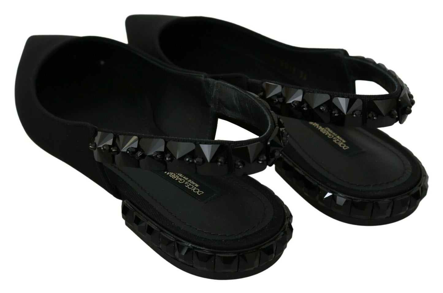 Dolce & Gabbana Scarpe basse nere con cinturino posteriore in charmeuse