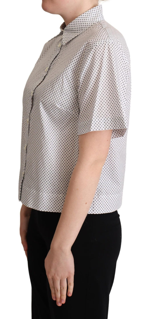 Camicia Dolce & Gabbana con colletto e bottoni a pois bianchi e grigi