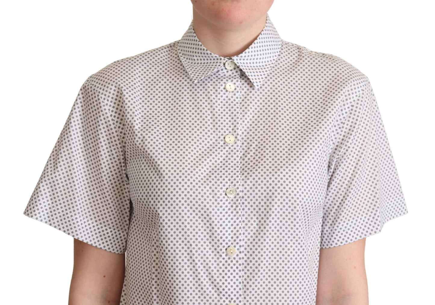Camicia Dolce & Gabbana con colletto e bottoni a pois bianchi e grigi