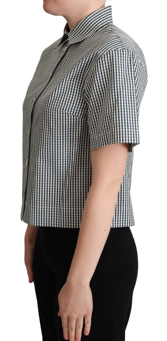 Dolce & Gabbana Camicia a quadri in cotone bianco e verde