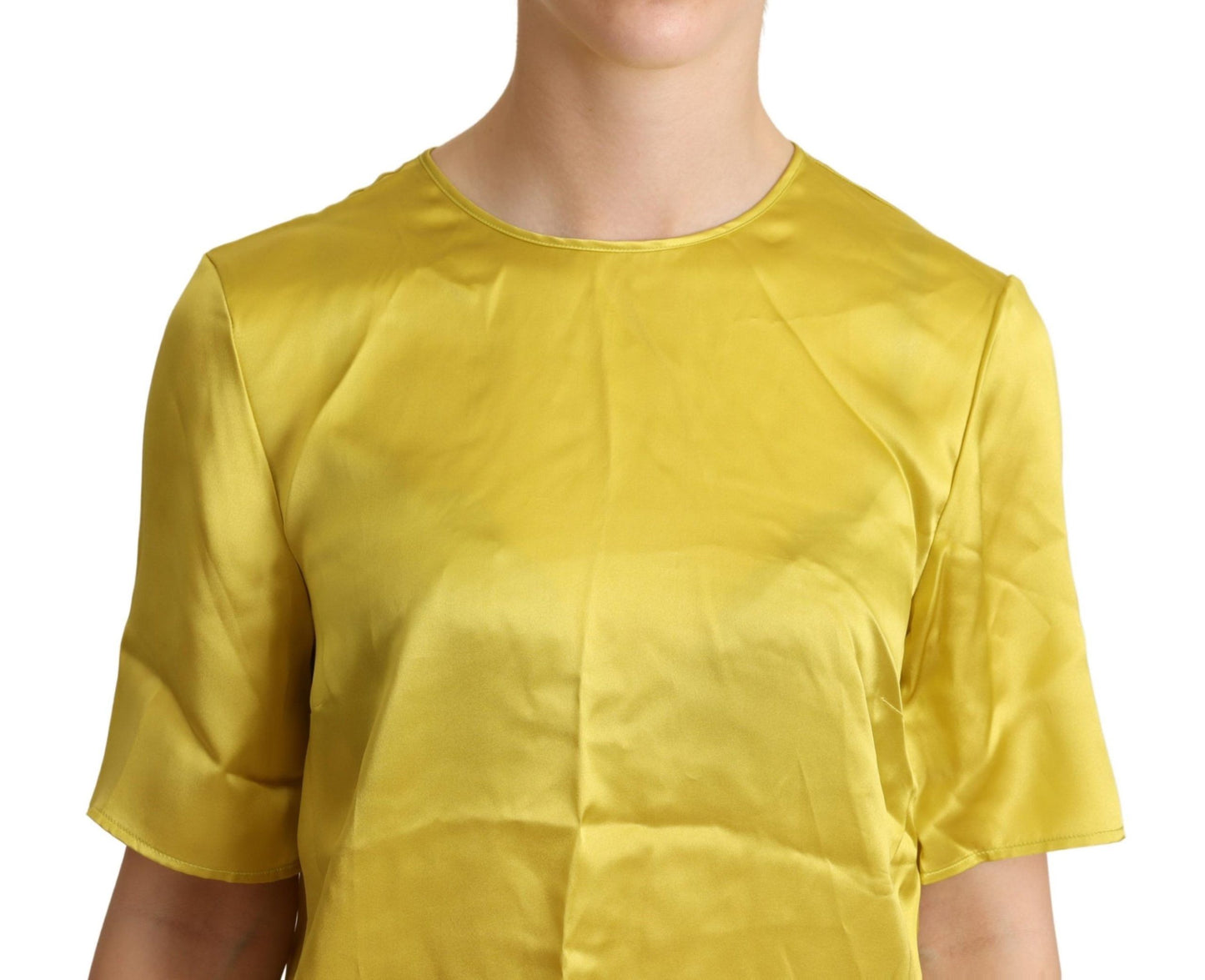 Dolce & Gabbana T-shirt a maniche corte in seta gialla
