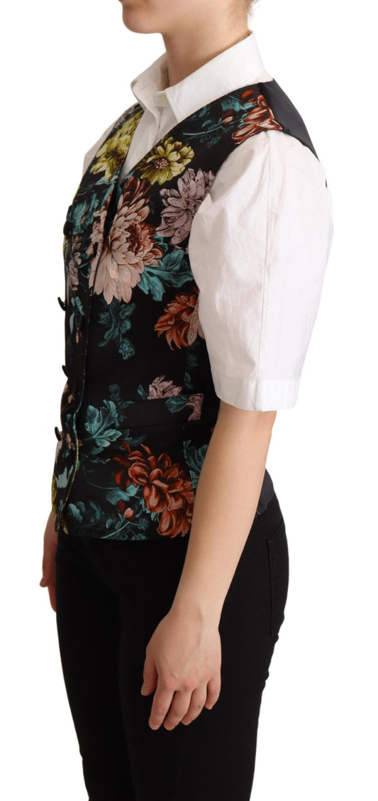 Dolce & Gabbana Gilet in jacquard floreale nero