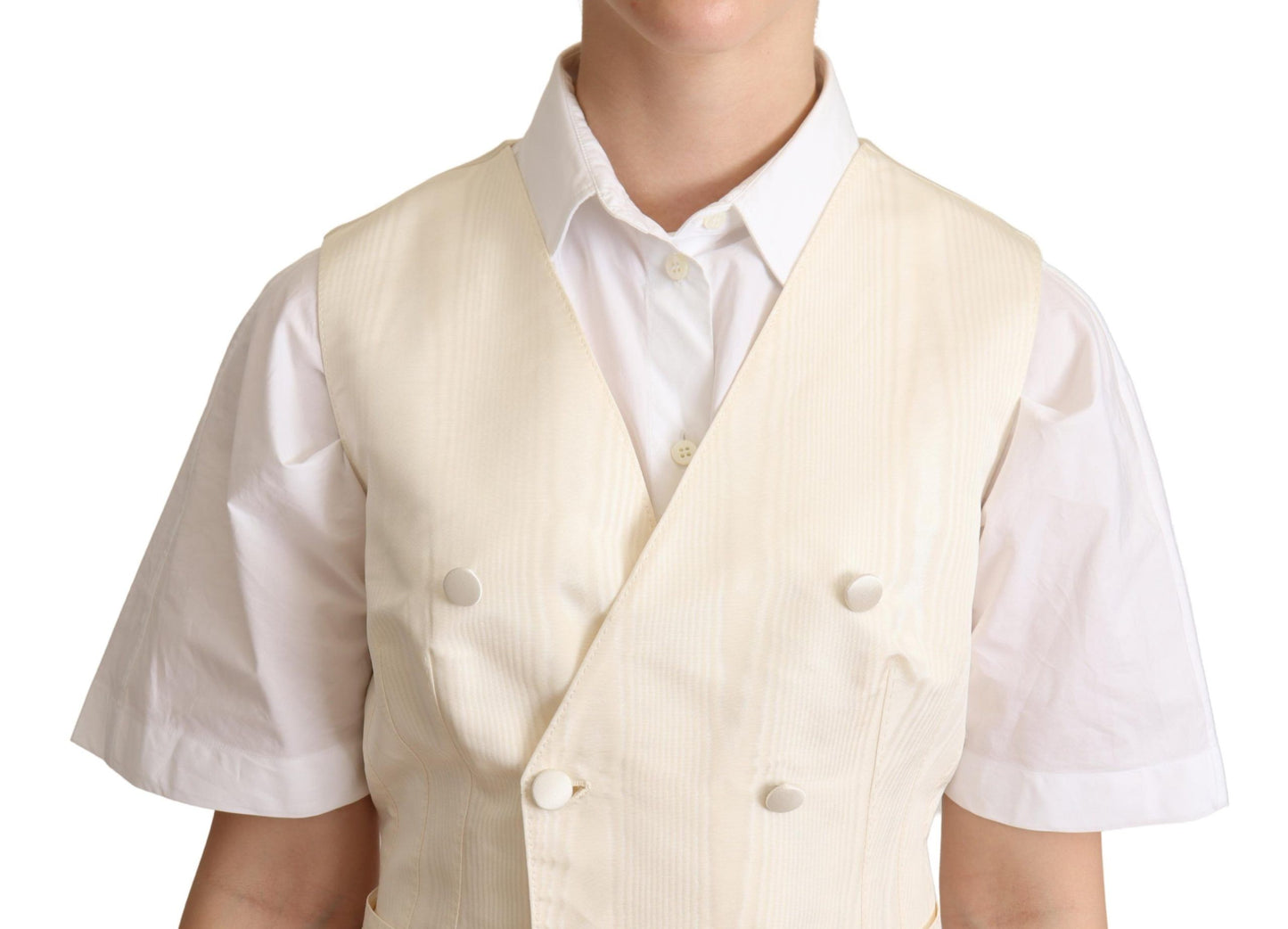 Dolce & Gabbana Gilet senza maniche in seta beige