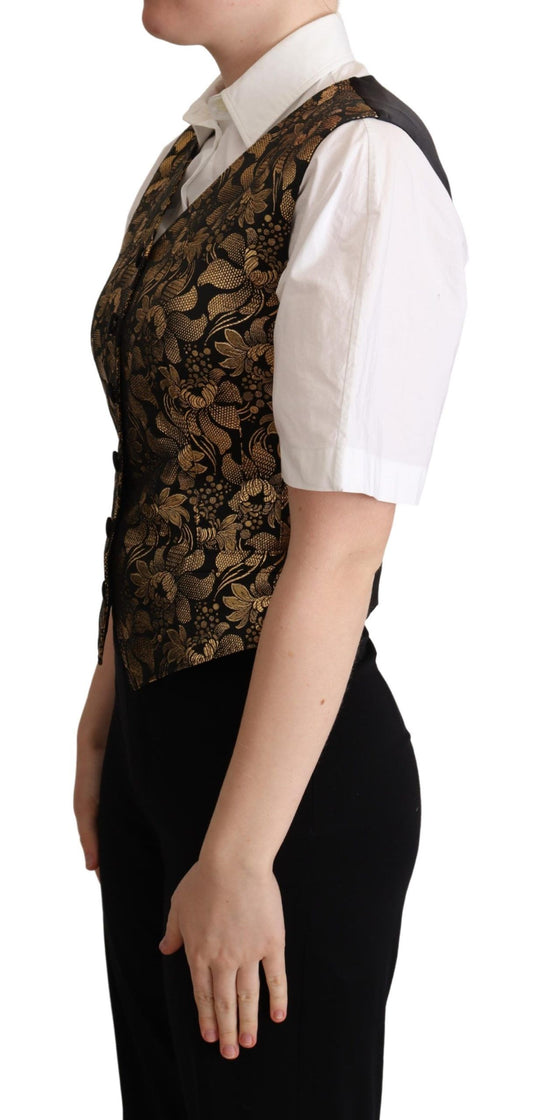 Dolce & Gabbana Gilet in seta jacquard nero e oro