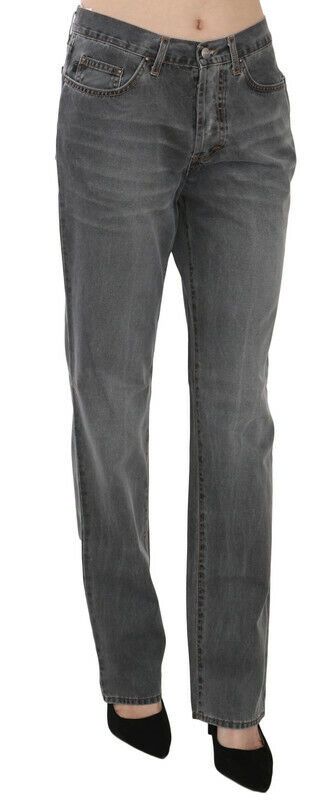 Jeans con pantaloni in denim dritti a vita media Just Cavalli Grey Washed