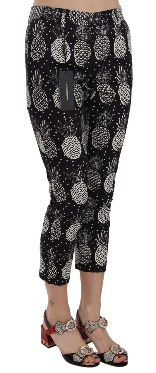 Pantaloni Capri aderenti con stampa ananas nera Dolce & Gabbana