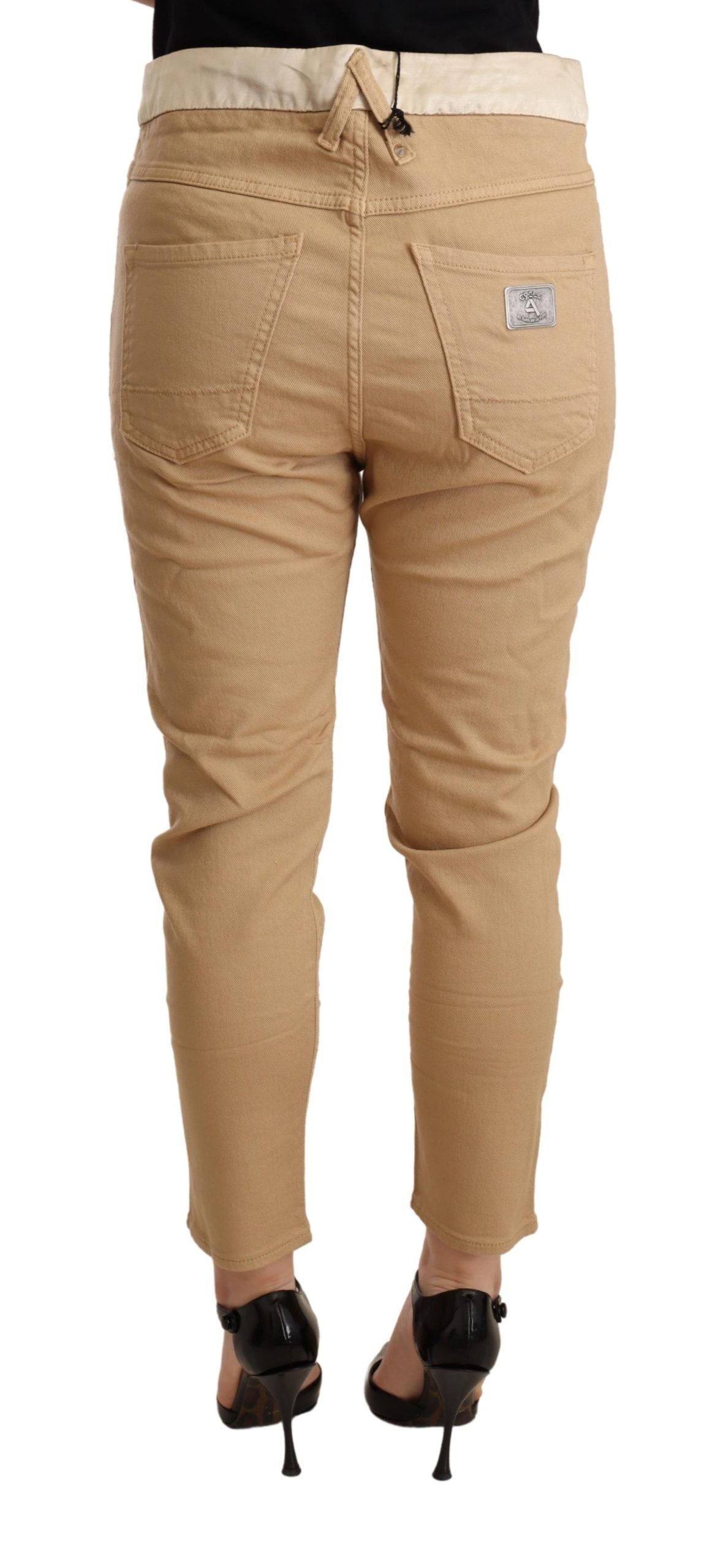 Pantaloni elasticizzati aderenti a vita media CYCLE beige