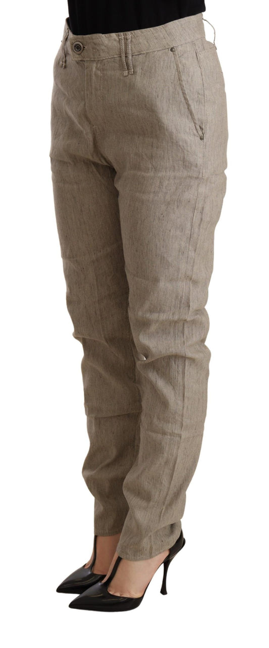 Pantaloni larghi casual elasticizzati a vita media CYCLE beige