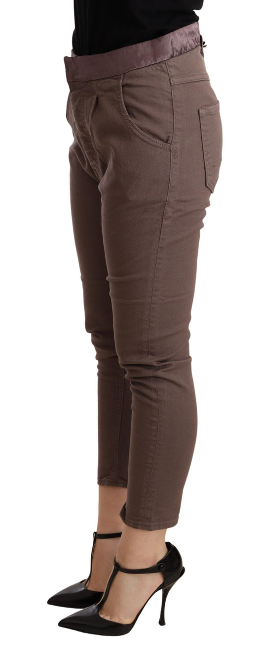 Pantaloni skinny elasticizzati corti a vita media CYCLE marroni