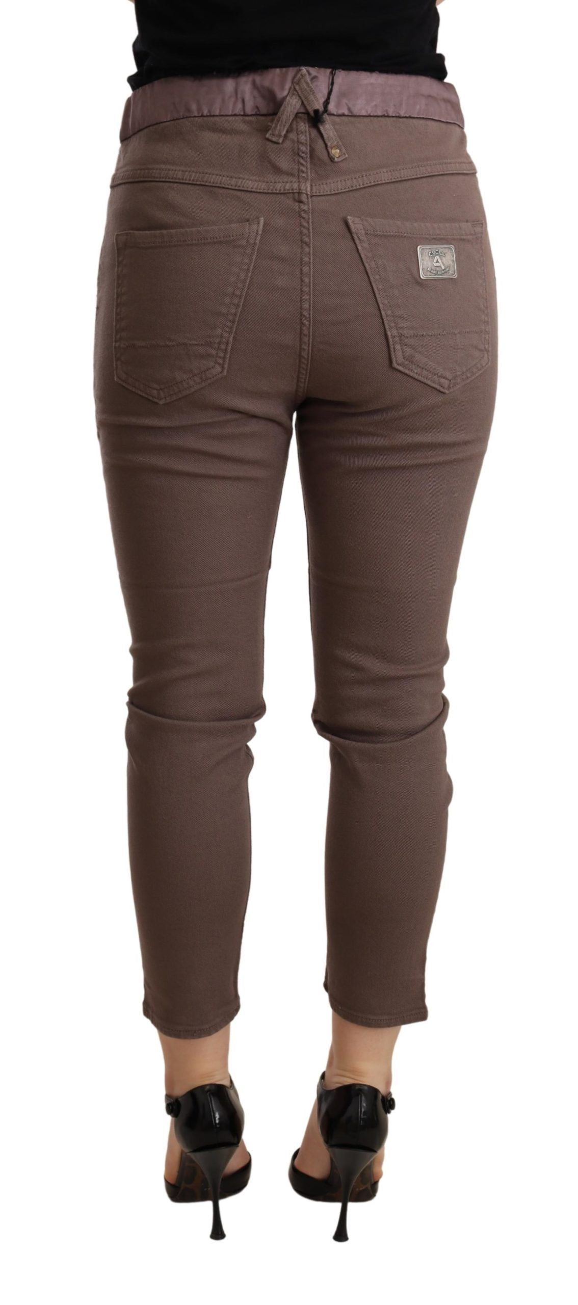 Pantaloni skinny elasticizzati corti a vita media CYCLE marroni