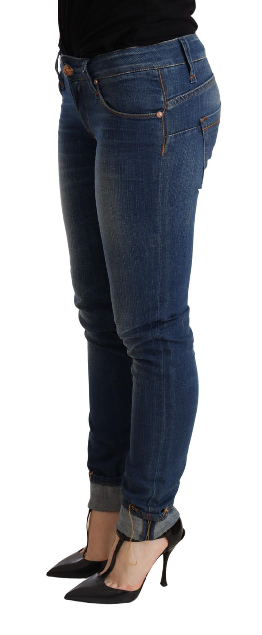 Jeans skinny a vita bassa in denim lavato blu acht