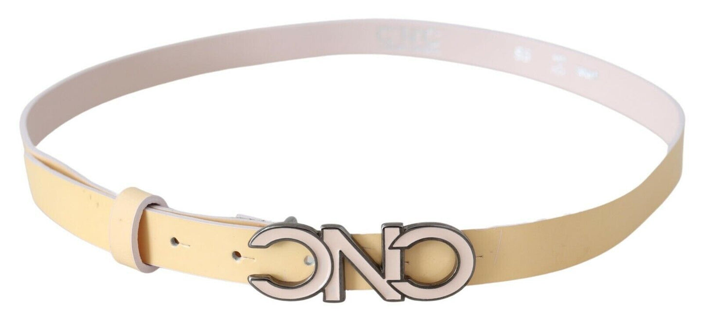 Cintura con logo rosa in pelle beige di Costume National