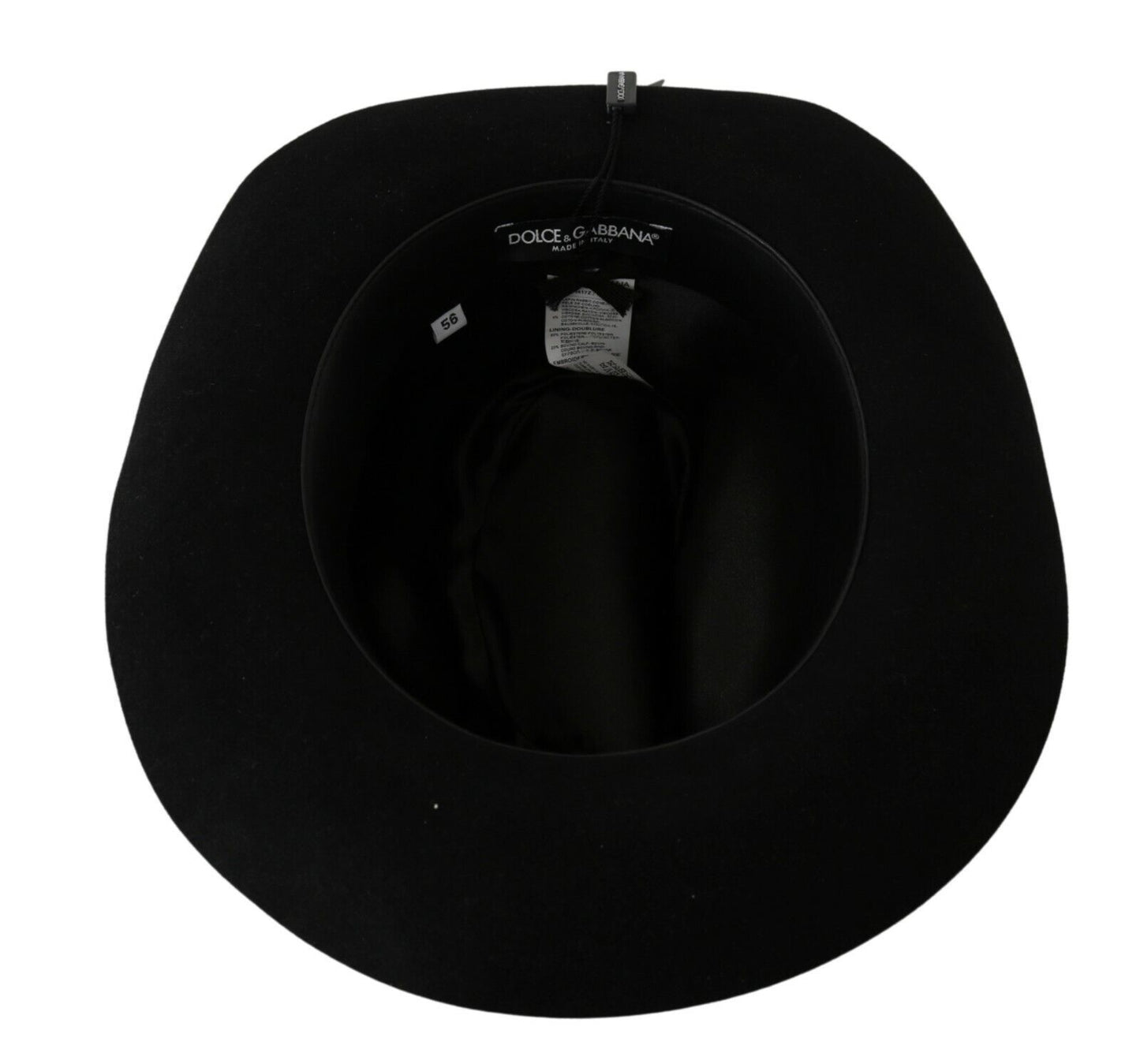 Cappello Panama a tesa larga Dolce & Gabbana Lapin Amor Gignit nero