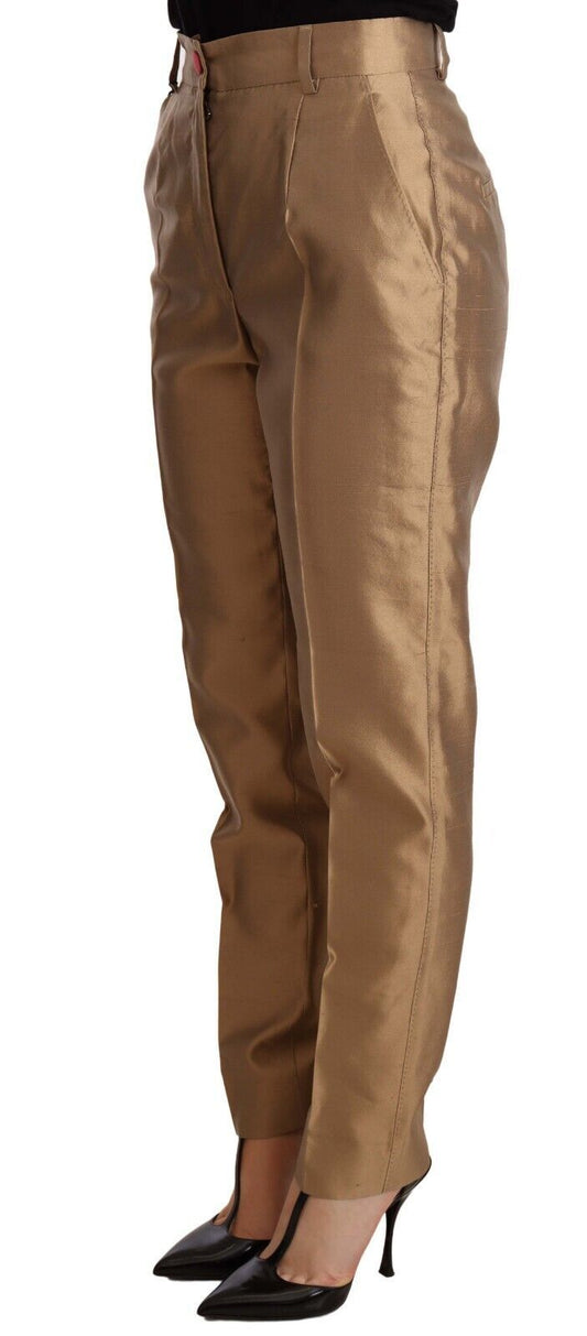Pantaloni affusolati in seta dorata Dolce & Gabbana