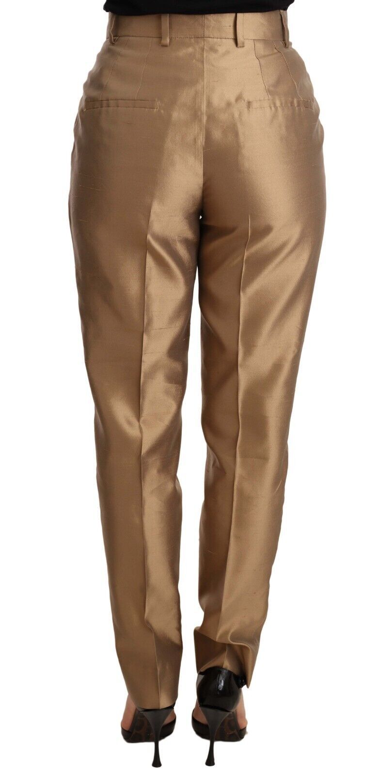 Pantaloni affusolati in seta dorata Dolce & Gabbana