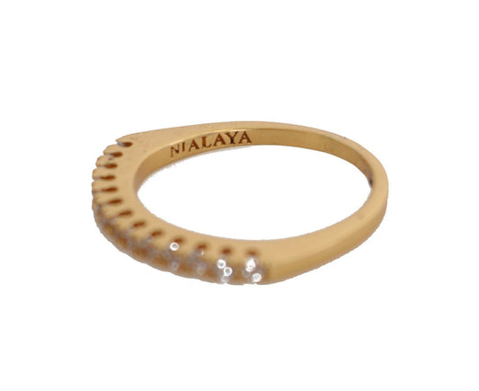 Anello in argento 925 con zirconi trasparenti Nialaya Gold da donna autentico