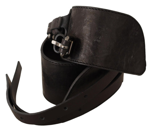 Cintura con doppia fibbia in pelle marrone scuro Costume National