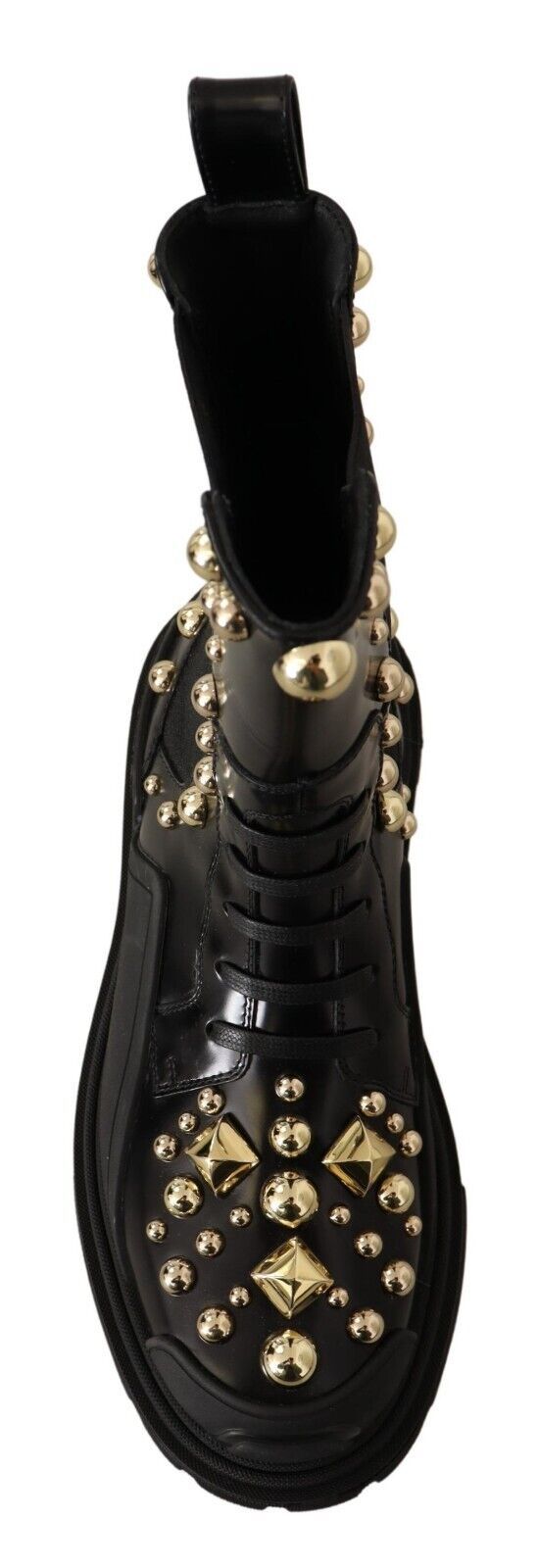 Stivali da combattimento con borchie in pelle nera Dolce & Gabbana