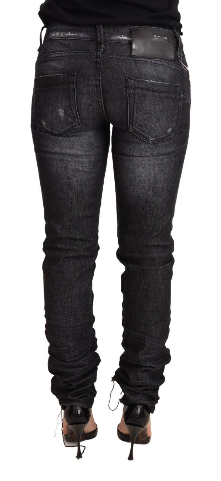 Jeans skinny a vita bassa in cotone lavato nero Acht