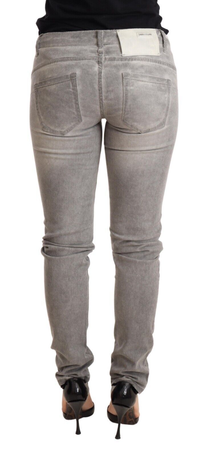 Jeans da donna in denim slim fit lavato grigio chiaro Acht