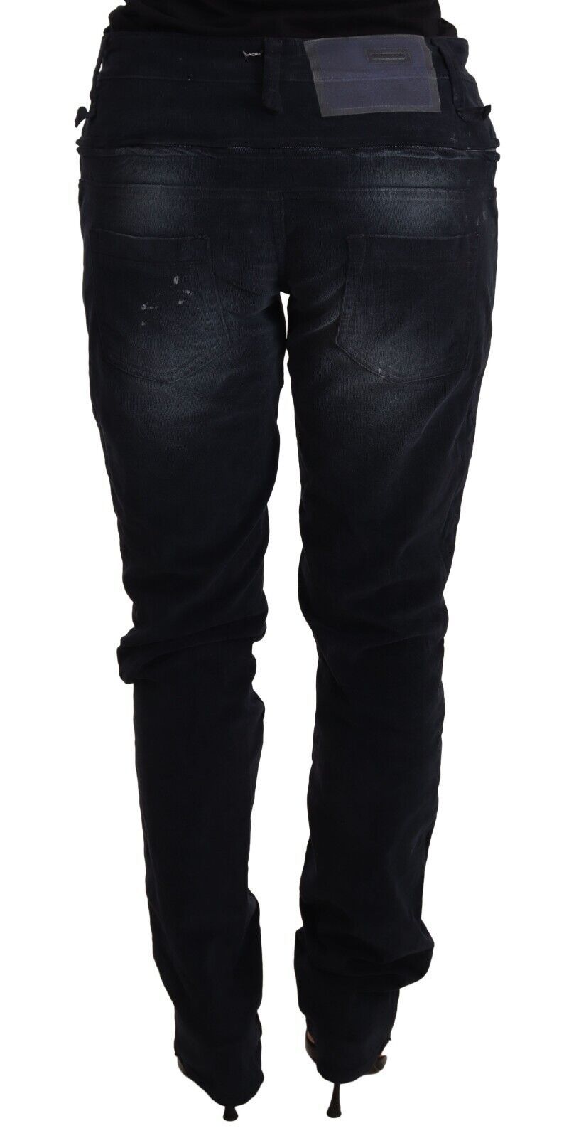 Jeans larghi a vita bassa in denim di cotone lavato blu Acht