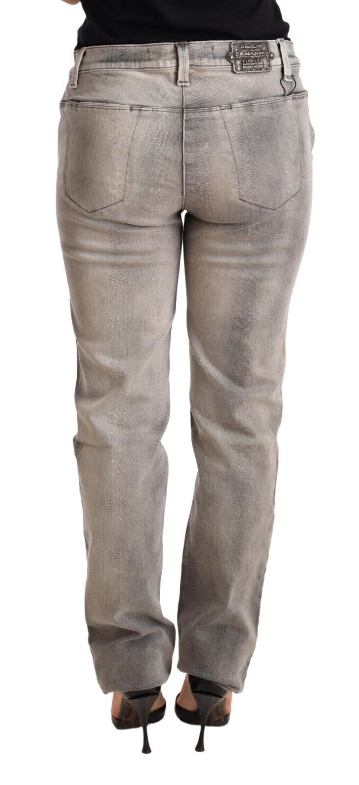 Jeans skinny a vita bassa in cotone grigio lavato Ermanno Scervino