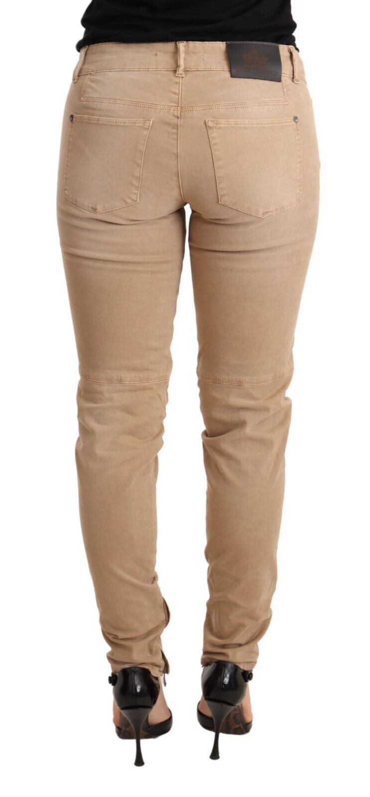 Jeans in cotone con pantaloni skinny in denim a vita bassa marrone Ermanno Scervino