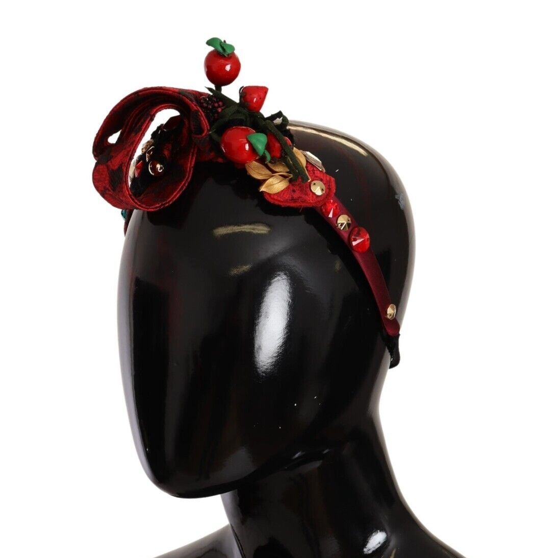 Dolce & Gabbana Tiara rossa con fiocco di cristallo e frutti di bosco