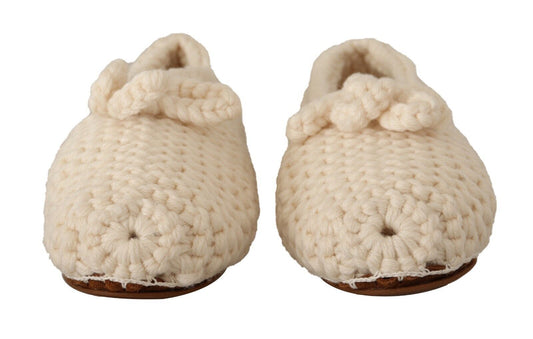 Dolce & Gabbana Ballerine bianche slip-on in maglia di lana