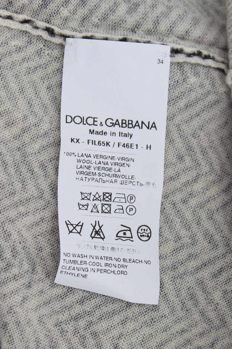 Dolce & Gabbana Maglione Cardigan in Lana Nero Bianco