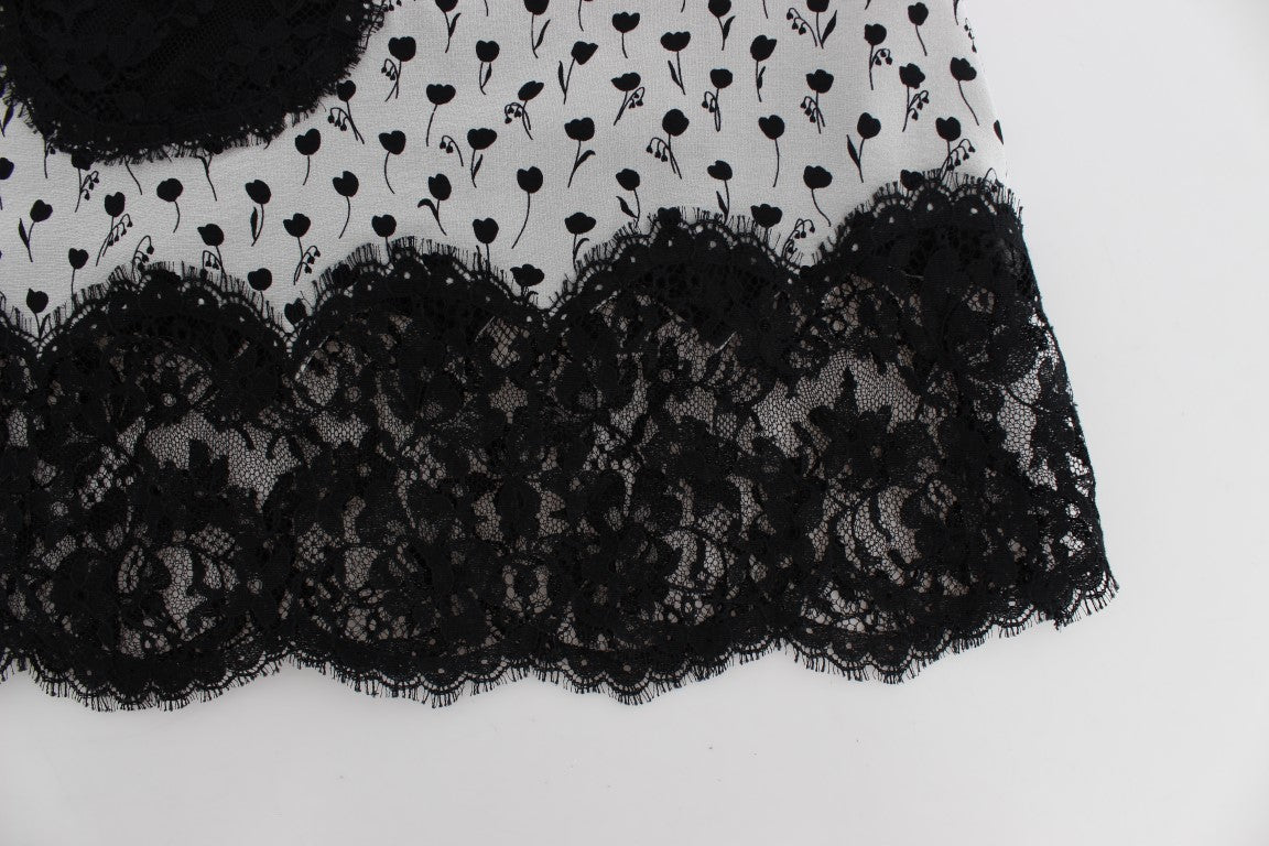 Top lingerie babydoll in pizzo di seta nero Dolce & Gabbana