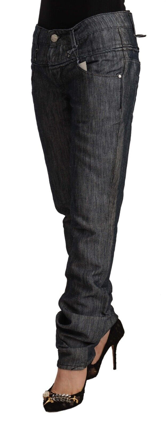 Jeans dritti in denim a vita media e larga grigio scuro Acht Ramie
