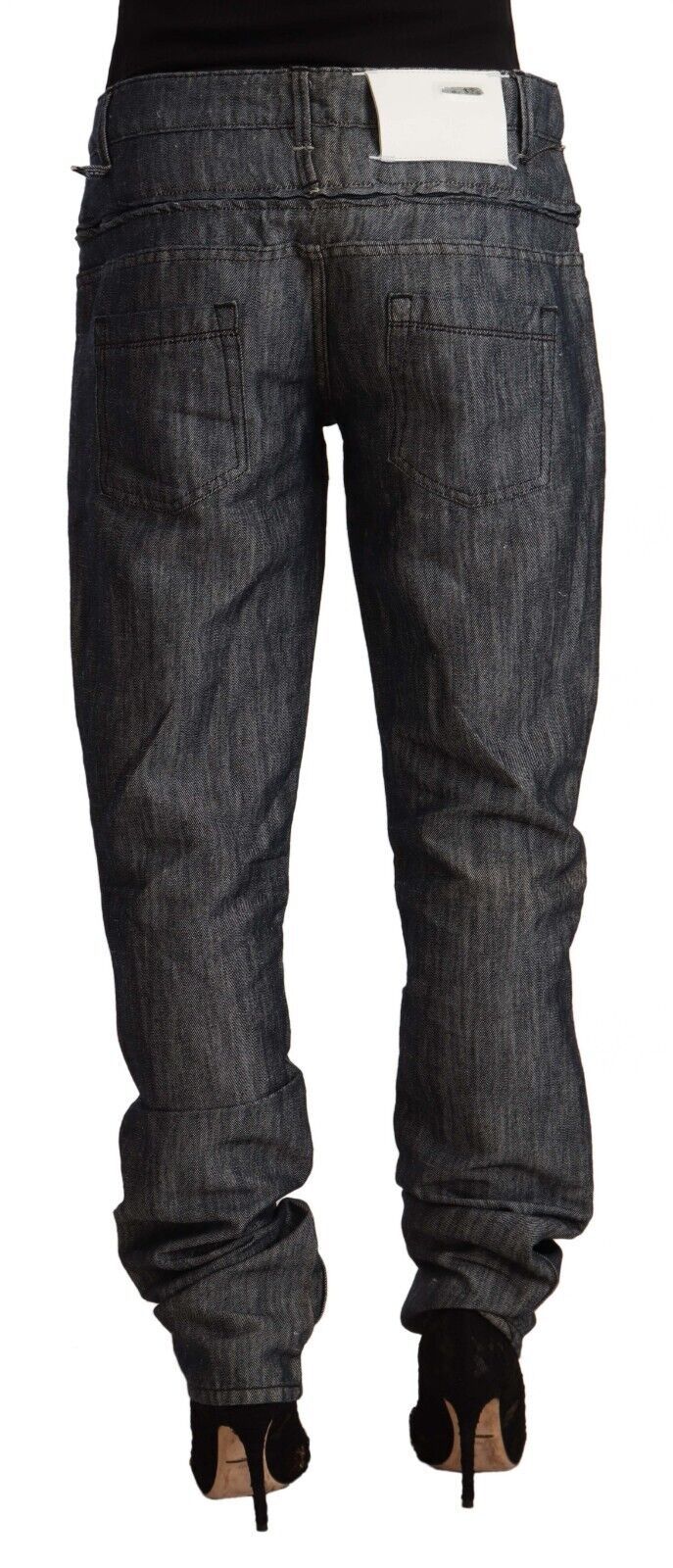 Jeans dritti in denim a vita media e larga grigio scuro Acht Ramie