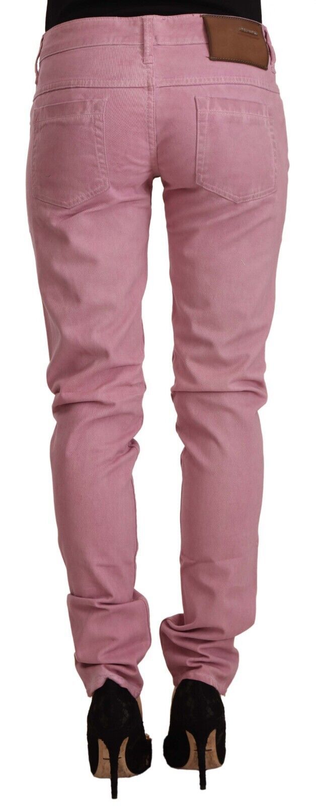 Jeans skinny da donna in cotone rosa Acht slim fit