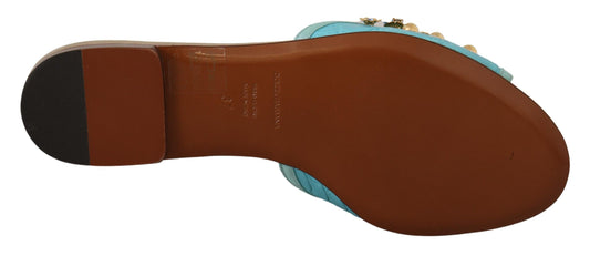 Sandali Dolce & Gabbana in pelle esotica con cristalli blu